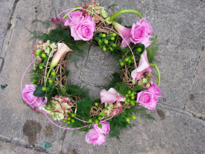 Pink Rose Funeral Wreath