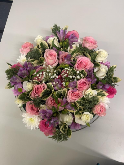 Pink, Lilac & White Funeral Posy
