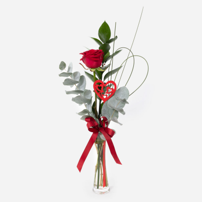 A Little Treasure
 - Leave a lasting impression with this single red rose, presented in a glass vase. Handmade & hand-delivered to the one you treasure.