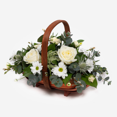 Grace - A basket to delight - themed in whites. Make it a special occasion and show them just how much they mean to you.