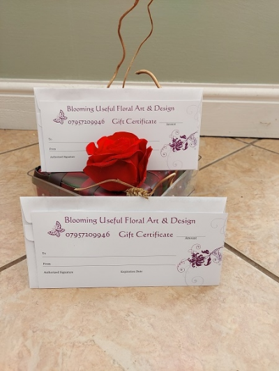 Gift Vouchers - Gift vouchers for that special someone. Can be used for handtied bouquets, flower designs, plants or even workshops, when permitted.  Please note: This is restricted by area close to florist.