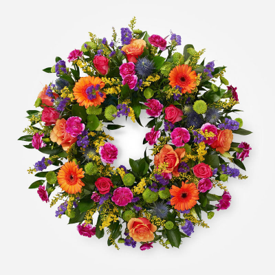 Wreath SYM-317 - Classic Wreath with Mixed Flowers.  